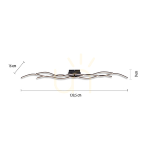 WAVE Plafond 15167-18 Fekete 3xLED small 8