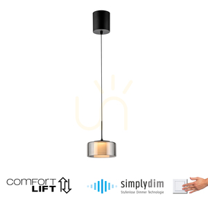 Paul Neuhaus RIKA 2112-18 LED függőlámpa, fekete, füstszínű búrával, 15 cm small 1