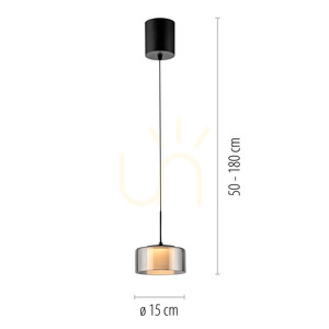 Paul Neuhaus RIKA 2112-18 LED függőlámpa, fekete, füstszínű búrával, 15 cm small 8