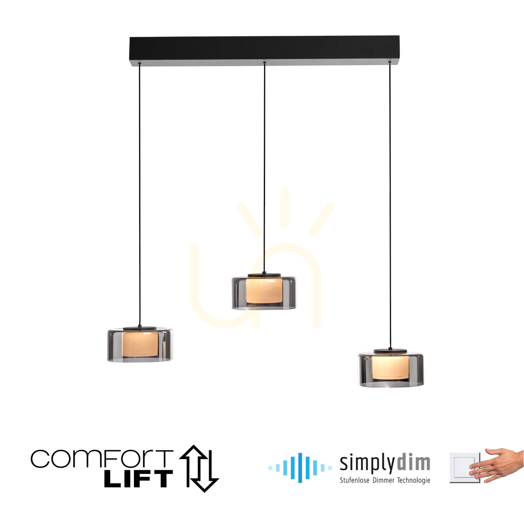 Kilátás Zuma Line RIKA 2113-18 fekete/smoky LED függőlámpa, 20 W, 71 cm Zuma Line RIKA 2113-18 fekete/smoky LED függőlámpa, 20 W, 71 cm