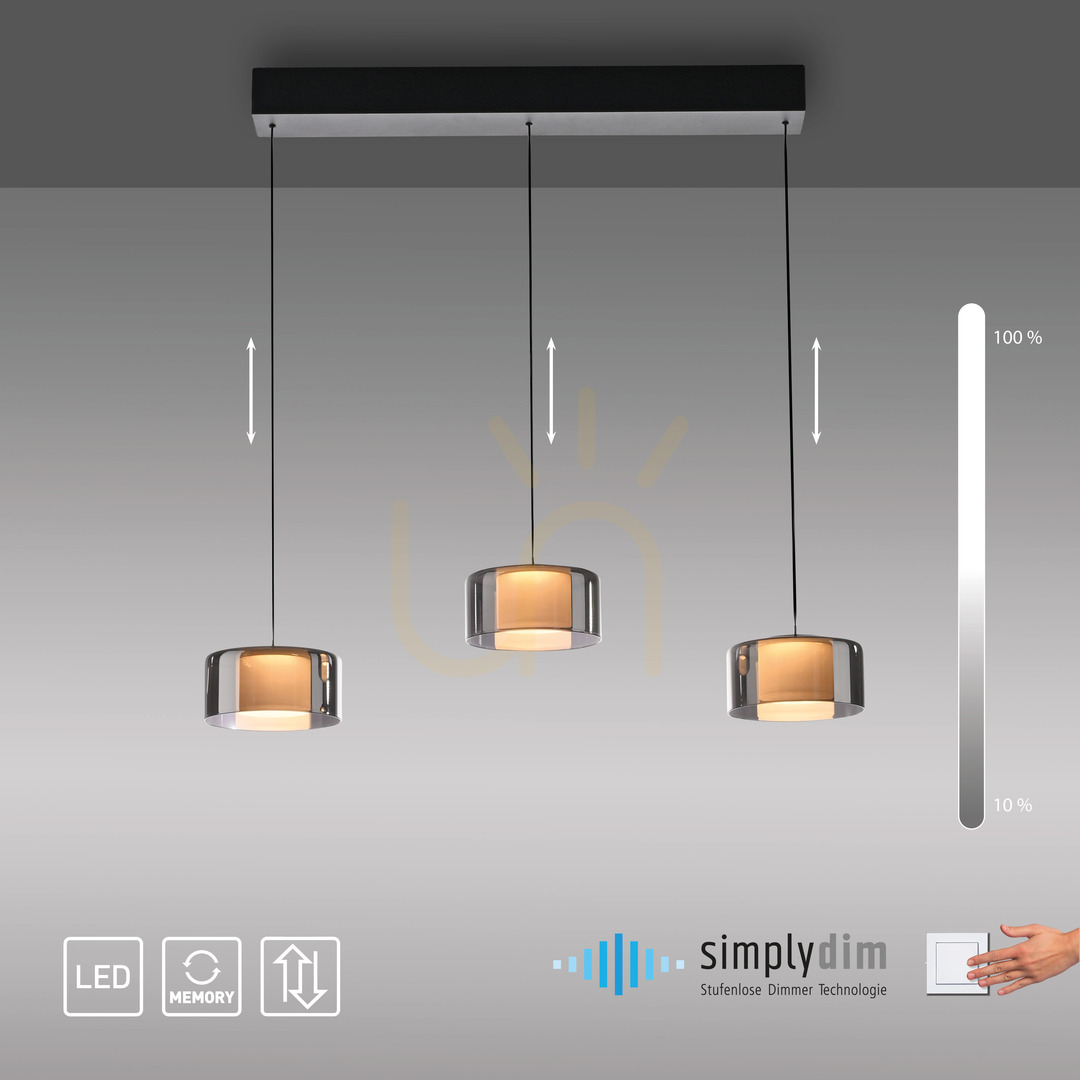 Előnézet Zuma Line RIKA 2113-18 fekete/smoky LED függőlámpa, 20 W, 71 cm Zuma Line RIKA 2113-18 fekete/smoky LED függőlámpa, 20 W, 71 cm