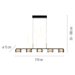 RIKA függőlámpa 2116-18 fekete 5xLED small 8