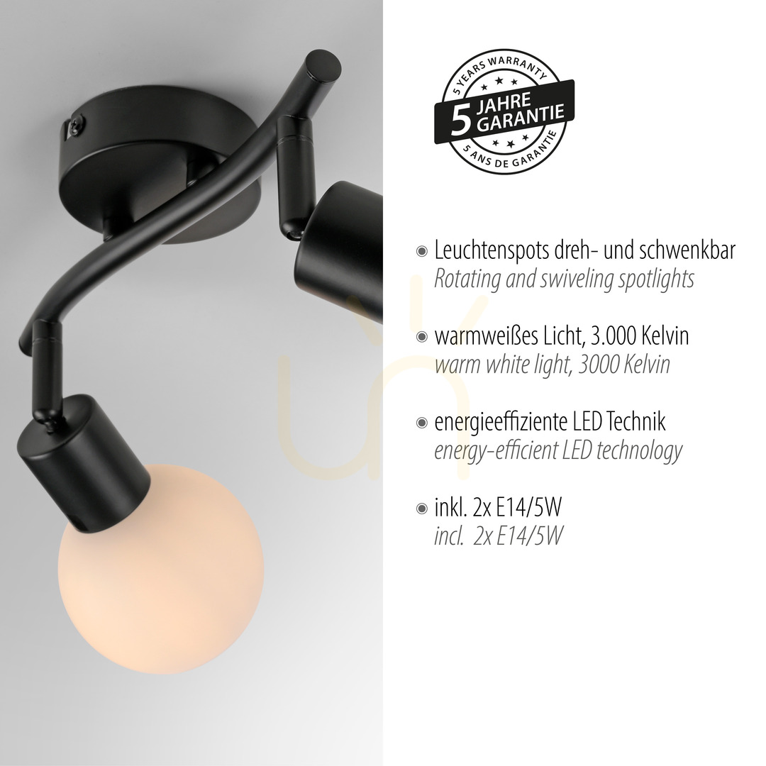 Előadás Plafond LOKI 12151-18 Fekete 2xE14 Plafond LOKI 12151-18 Fekete 2xE14