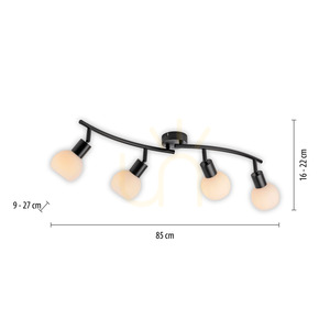 LOKI mennyezeti sínlámpa 4xE14 LED mellékelve 3000K fekete fehér búrák 12154-18 Just Light small 8