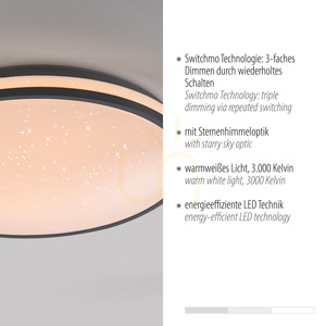 JUST LIGHT KYLE 14294-18 fekete LED mennyezeti lámpa Ø38 cm, Switchmo small 3