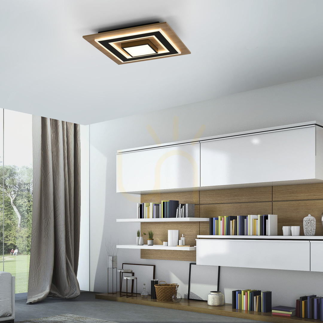 Előnézet Zuma Line TOLA 14563-18 fekete/fa mennyezeti lámpa LED 30 W Zuma Line TOLA 14563-18 fekete/fa mennyezeti lámpa LED 30 W