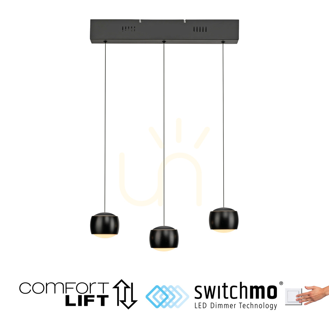 Kilátás BALLINI függőlámpa 15261-18 Fekete 3xLED BALLINI függőlámpa 15261-18 Fekete 3xLED