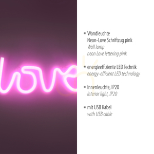 NEON-LOVE fali lámpa 85021-87 Rózsaszín 1xLED small 3