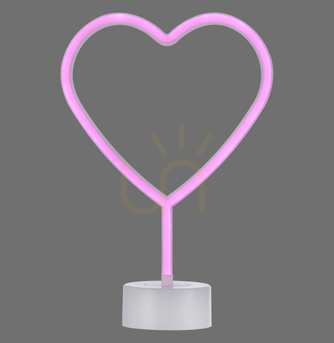 Jelölje be NEON-HERZ dekor neon szív rózsaszín 30 × 20 cm, LED, elemes 3×AA, Just Light 85028-87