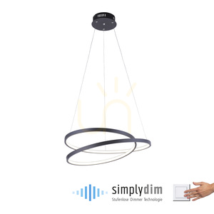 ROMAN 2472-18 függőlámpa, fekete, Ø 55 cm, LED 32 W, 2350 lm, 3000 K, Simply Dim szabályozható small 1