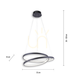 ROMAN 2472-18 függőlámpa, fekete, Ø 55 cm, LED 32 W, 2350 lm, 3000 K, Simply Dim szabályozható small 7
