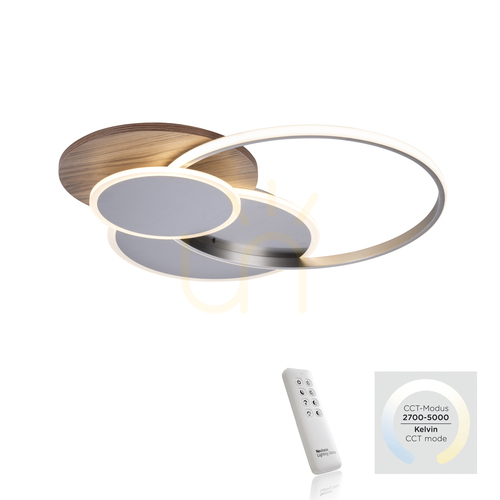 Jelölje be Paul Neuhaus PALMA 8328-79 LED mennyezeti lámpa, fa dekor, 55 W 2700–5000 K, fényerőszabályozható, távirányítóval
