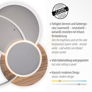 Paul Neuhaus PALMA 8328-79 LED mennyezeti lámpa, fa dekor, 55 W 2700–5000 K, fényerőszabályozható, távirányítóval small 3