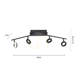 SILEDA Plafond 6786-13 fekete 4xLED small 7