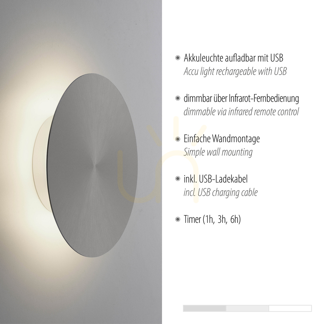 Kijelző AKKU-PUNTUA fali lámpa 8152-15 szürke 1xLED AKKU-PUNTUA fali lámpa 8152-15 szürke 1xLED