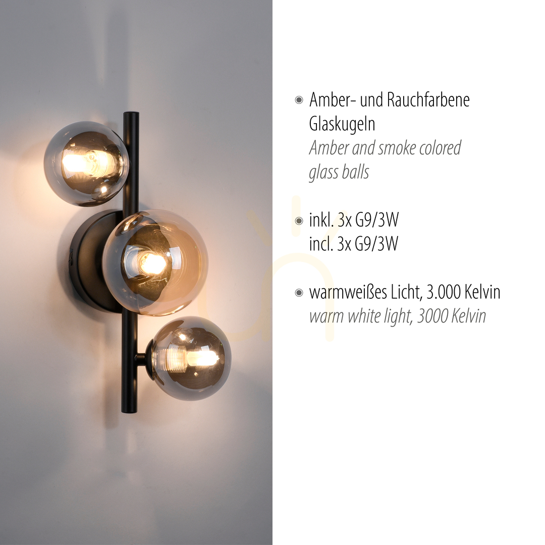 Kijelző POPSICLE 9583-18 Sötétített 3xG9 fali lámpa POPSICLE 9583-18 Sötétített 3xG9 fali lámpa