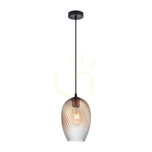 Jelölje be Italux Függőlámpa Modern Fekete Üveg E27 17,3 cm PND-3663-1-BRO-AMB