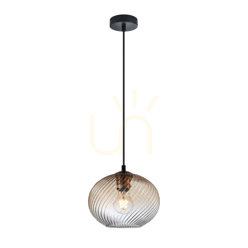 Jelölje be Italux Függőlámpa fekete üveg E27 22 cm PND-3665-1-BRO-AMB