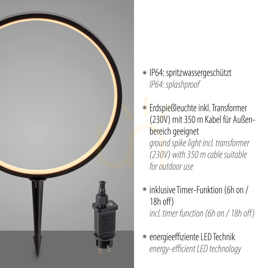 Kijelző ZIRKULU kerti lámpa 19510-18 Fekete 1xLED ZIRKULU kerti lámpa 19510-18 Fekete 1xLED