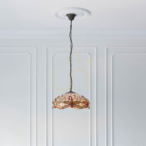 Jelölje be Dragonfly Tiffany bézs függőlámpa 70824 Interiors