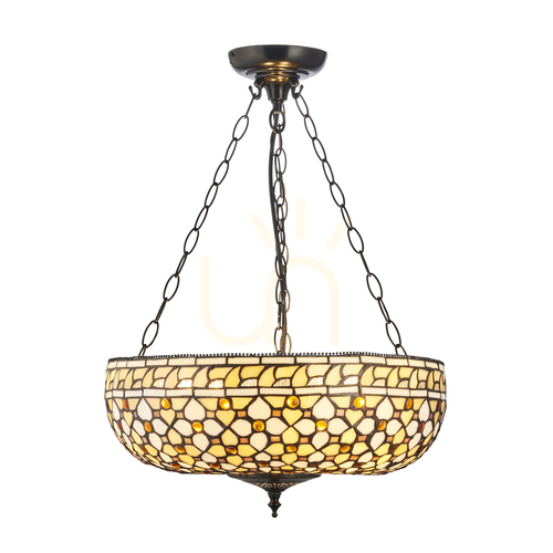 Jelölje be Tiffany függőlámpa Interiors Mille Feux többszínű üveg-acél 45 cm 111882
