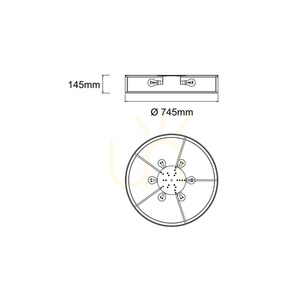 Mennyezeti lámpa Zalindro 74 cm fehér/króm/fekete, 6xE27, Open Design Highlights small 2