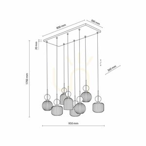 Sophia Cognac függesztett lámpa, 8 db Xe14-es izzóval small 10