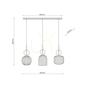 Sophia Cognac fehér függesztett lámpa, 3 db Xe14 small 8