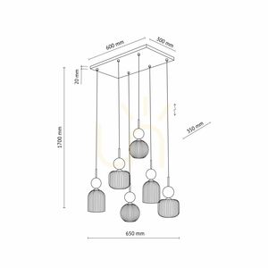Sophia Cognac függesztett lámpa, 6 db Xe14-es izzóval small 11