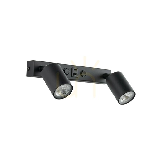 Jelölje be Nex Black fali lámpa 2 XGU10 / USB