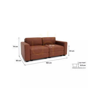 GRACIA moduláris kétszemélyes kanapé – terrakotta színben, a City Sofa-tól small 4