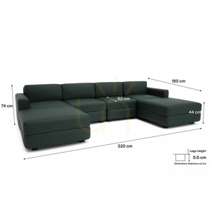 GRACIA moduláris kanapé – U alakú, 180 x 320 x 180 cm – Green City Sofa small 4