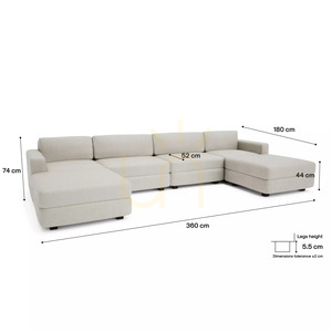GRACIA moduláris kanapé – U alakú, 180 x 360 x 180 cm – krém-bézs színű City Sofa small 4