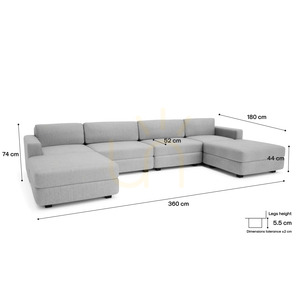 GRACIA moduláris kanapé – U alakú, 180 x 360 x 180 cm – City Sofa szürke small 4