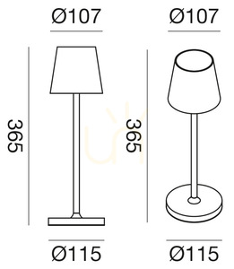 Gea Luce GLS030 vezeték nélküli asztali lámpa, LED 3 W, 300 lm, 3000 K, IP54, antracit small 2