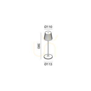 Gea Luce BRILLIA GLS055 vezeték nélküli asztali lámpa, LED 3 W, 220 lm, 3000 K, IP54, fekete small 1