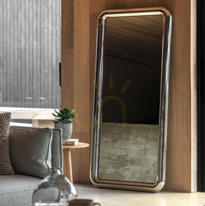 Specchio Leaner tükör 800 x 1700 mm, 84 mm-es krómkeret, borulásgátló készlet, álló és fekvő – Gallery Direct small 1