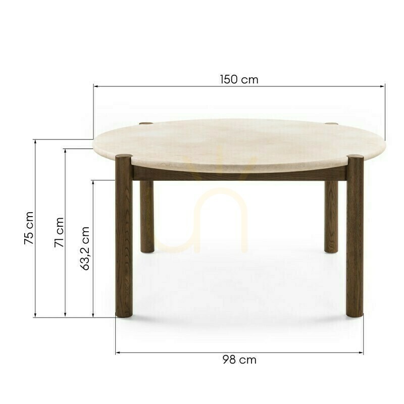 Kijelző MOCHA étkezőasztal, 150 cm, kerek, mokkás színű tölgy / krém színű márvány, a Nova Nook gyártmányában MOCHA étkezőasztal, 150 cm, kerek, mokkás színű tölgy / krém színű márvány, a Nova Nook gyártmányában