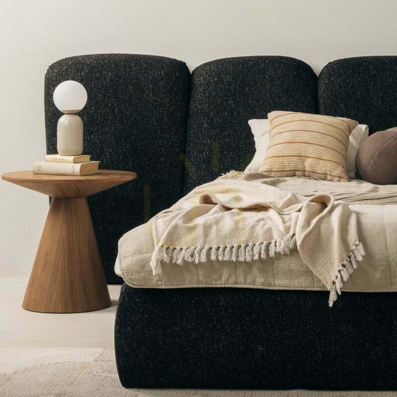 Kilátás FANCY kárpitozott ágy, 160 x 200 cm, kerettel, lekerekített sarkokkal, fekete, Nova Nook FANCY kárpitozott ágy, 160 x 200 cm, kerettel, lekerekített sarkokkal, fekete, Nova Nook