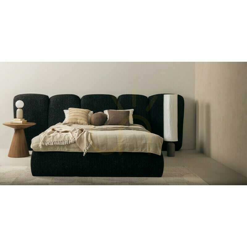 Kijelző FANCY kárpitozott ágy, 160 x 200 cm, kerettel, lekerekített sarkokkal, fekete, Nova Nook FANCY kárpitozott ágy, 160 x 200 cm, kerettel, lekerekített sarkokkal, fekete, Nova Nook