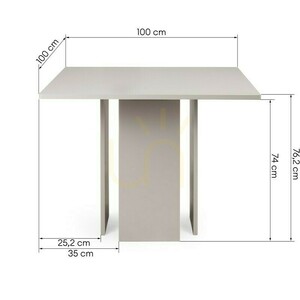 ASPER 100 cm-es étkezőasztal, négyzet alakú, kasmír színű, a Nova Nook gyártmányában small 4