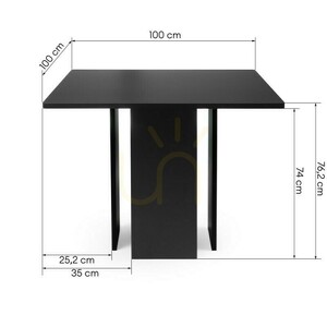 ASPER 100 cm-es étkezőasztal, négyzet alakú, fekete, Nova Nook small 4