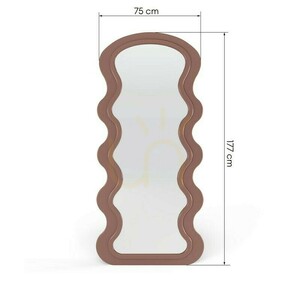 Nova Nook SELLEG dekoratív falitükör fakerettel, 177 × 75 cm, hullámos organikus forma, mocha mousse szín small 5