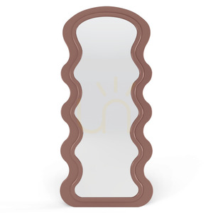 Nova Nook SELLEG dekoratív falitükör fakerettel, 177 × 75 cm, hullámos organikus forma, mocha mousse szín small 0