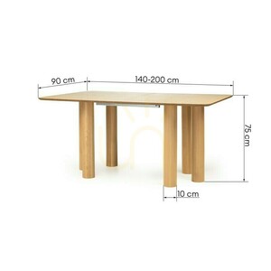 LOALOA kihúzható asztal 140–200 cm, természetes tölgyfa furnér, bükkfa, lekerekített élek, Nova Nook small 2