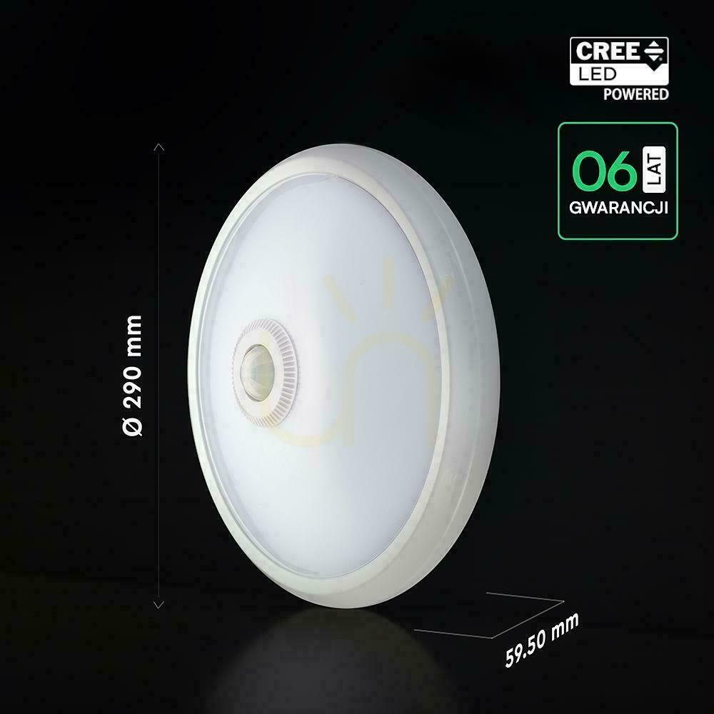 Kilátás V-TAC 12 W-os LED mennyezeti lámpa CREE chip-pel és mozgásérzékelővel, VT-13, 6400 K, 1000 lm, 6 év garancia V-TAC 12 W-os LED mennyezeti lámpa CREE chip-pel és mozgásérzékelővel, VT-13, 6400 K, 1000 lm, 6 év garancia