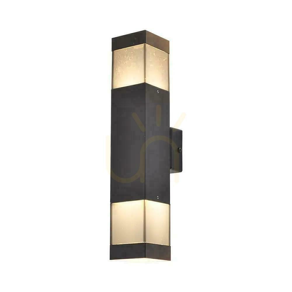 V-TAC LED 2xGU10 Black IP44 Exterior Wall Mount Light Fixture VT-10187, 3-Year Warranty