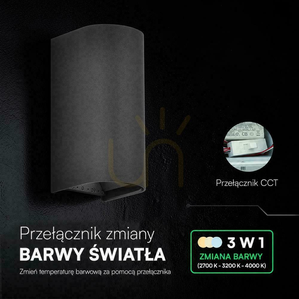 Kilátás V-TAC 10 W-os LED COB fali lámpa, fekete, IP65, állítható színhőmérséklet (VT-120113-B), 2700 K–3200 K–4000 K, 1250 lm V-TAC 10 W-os LED COB fali lámpa, fekete, IP65, állítható színhőmérséklet (VT-120113-B), 2700 K–3200 K–4000 K, 1250 lm