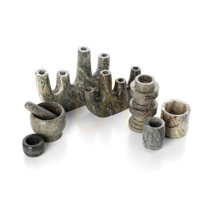 Marble Totem Candle Holder BAZAR BIZAR Bidasar Green small 3