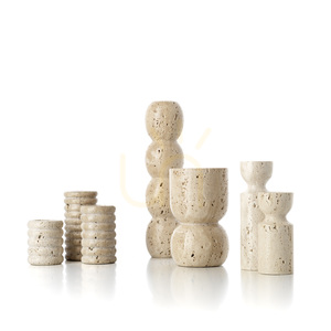 Bazar Bizar Travertine Ripple teamécses-tartó S, bézs travertin, 6,3 × 6,3 × 7,5 cm small 7